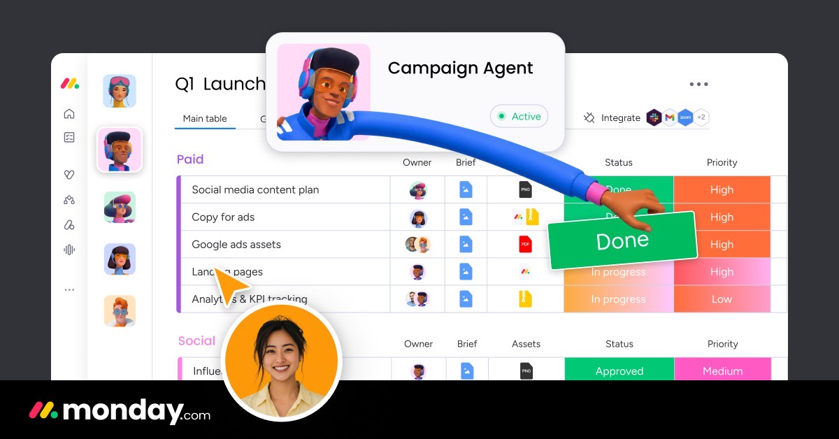 monday CRM product overview from the official website