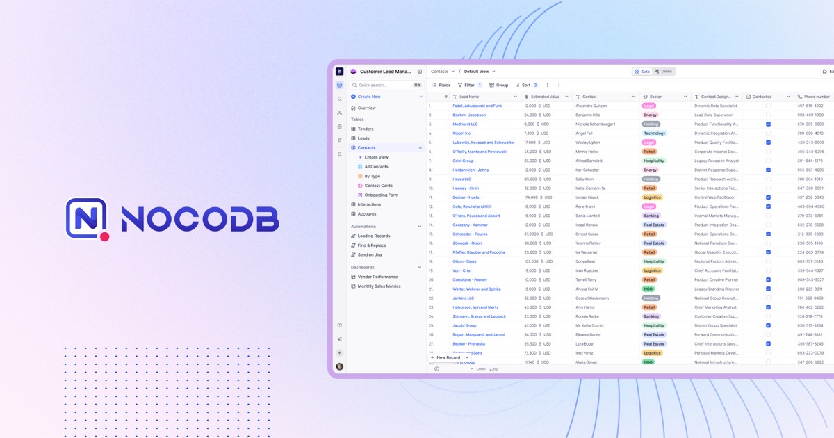 NocoDB product overview from the official website