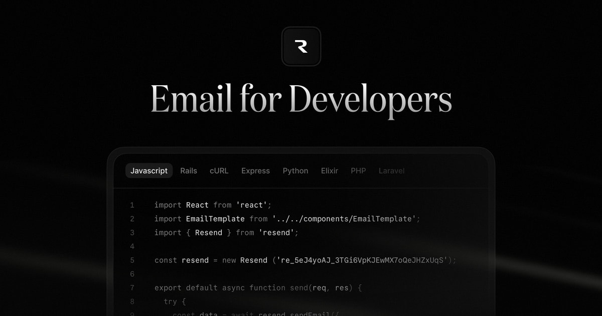 Resend product overview from the official website